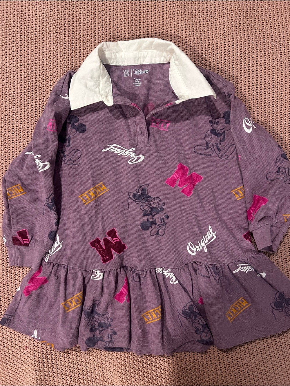 Baby Gap Disney Mickey Minnie Polo Dress Purple Girls Size 4 Years